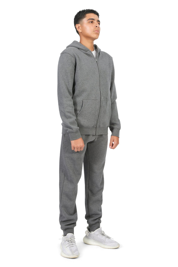 EVERYDAY KIDS Boys Charcoal Gray Zip-Up Hoodie – Soft Fleece Jacket with Hood – All-Season Kids Sweatshirt for School, Play, or Layering