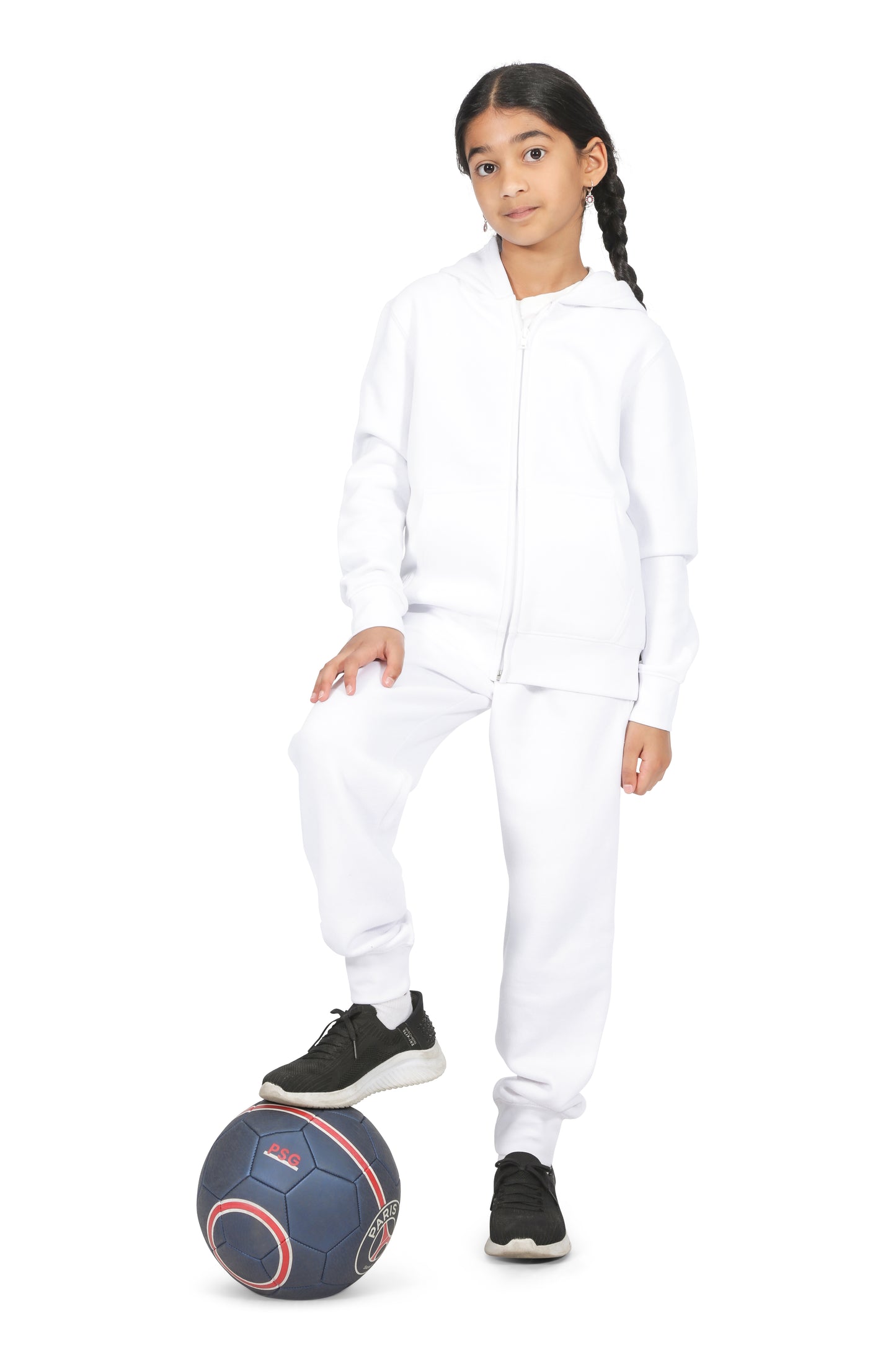 EVERYDAY KIDS Girls White Zip-Up Hoodie – Soft Fleece Jacket with Hood – All-Season Kids Sweatshirt for School, Play, or Layering