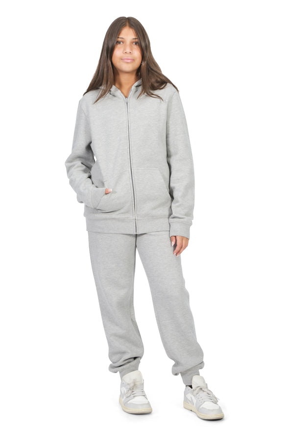 EVERYDAY KIDS Girls Heather Gray Zip-Up Hoodie – Soft Fleece Jacket with Hood – All-Season Kids Sweatshirt for School, Play, or Layering
