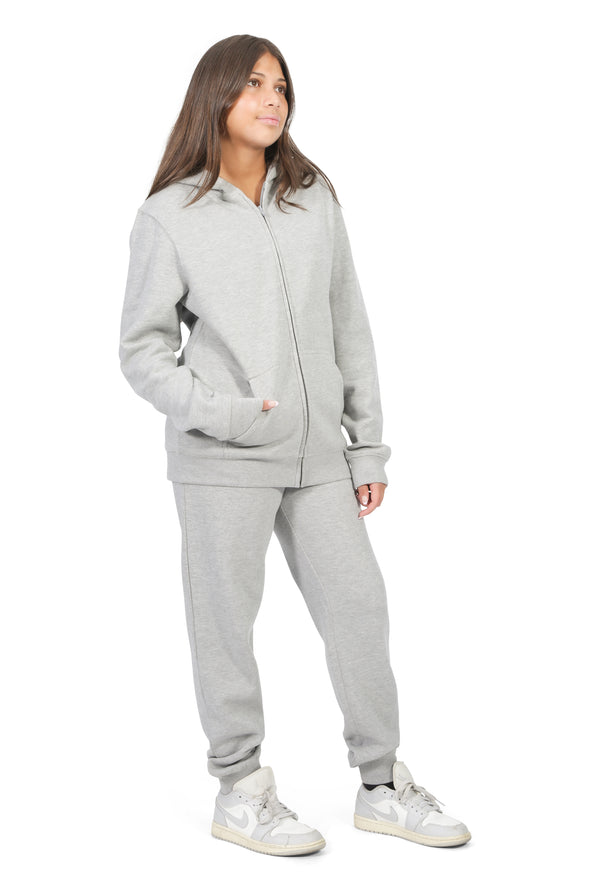 EVERYDAY KIDS Girls Heather Gray Zip-Up Hoodie – Soft Fleece Jacket with Hood – All-Season Kids Sweatshirt for School, Play, or Layering