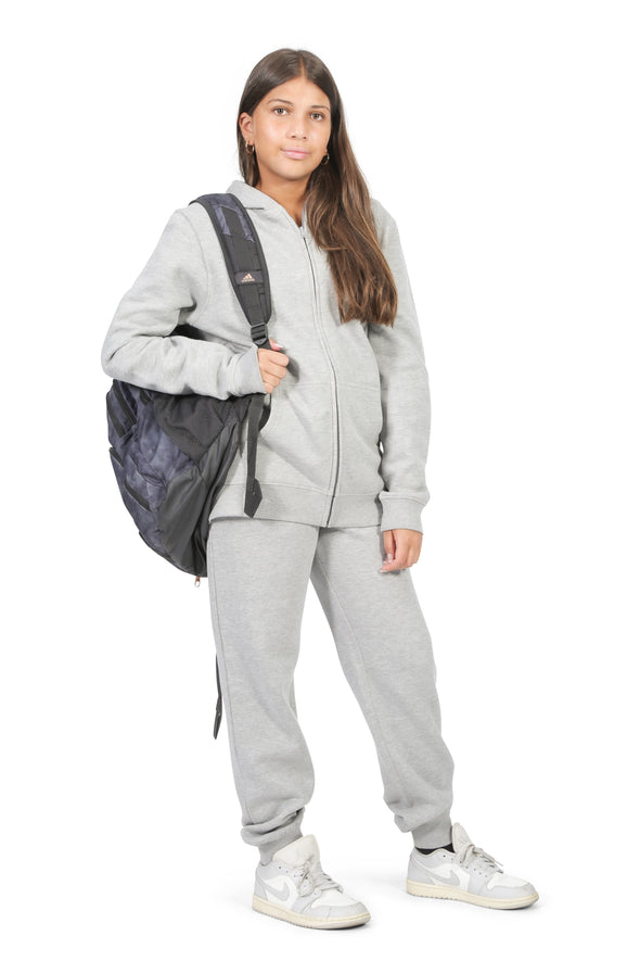 EVERYDAY KIDS Girls Heather Gray Zip-Up Hoodie – Soft Fleece Jacket with Hood – All-Season Kids Sweatshirt for School, Play, or Layering