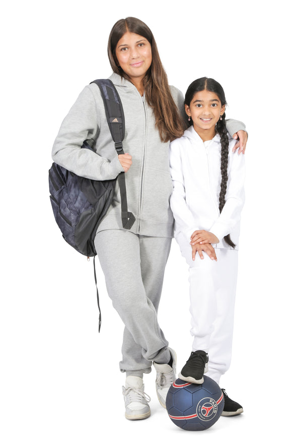 EVERYDAY KIDS Girls White Zip-Up Hoodie – Soft Fleece Jacket with Hood – All-Season Kids Sweatshirt for School, Play, or Layering
