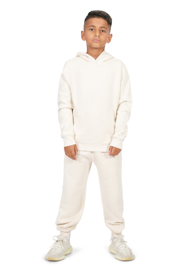 EVERYDAY KIDS All-Season Off-White Pullover Hoodie – Warm Fleece Sweatshirt with Hood – Ideal for School, Outdoor Play, or Travel – Boys Hoodie