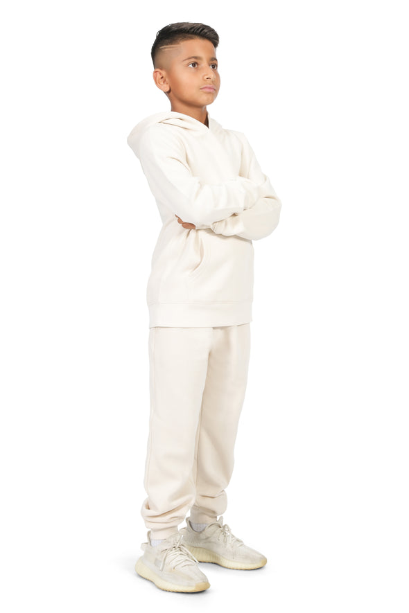 EVERYDAY KIDS All-Season Off-White Pullover Hoodie – Warm Fleece Sweatshirt with Hood – Ideal for School, Outdoor Play, or Travel – Boys Hoodie