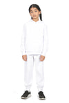 Girls’ White Cotton Fleece Sweatpants