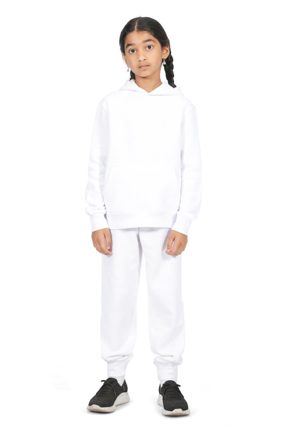 Girls’ White Cotton Fleece Sweatpants