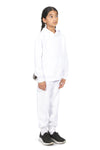 Girls’ White Cotton Fleece Sweatpants