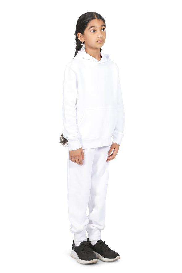 Girls’ White Cotton Fleece Sweatpants