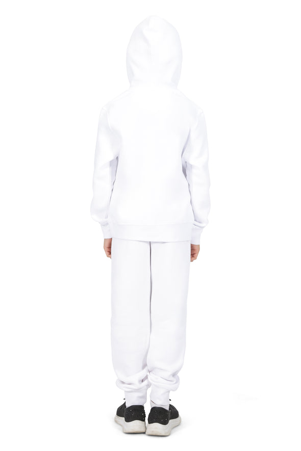 Girls’ White Cotton Fleece Sweatpants