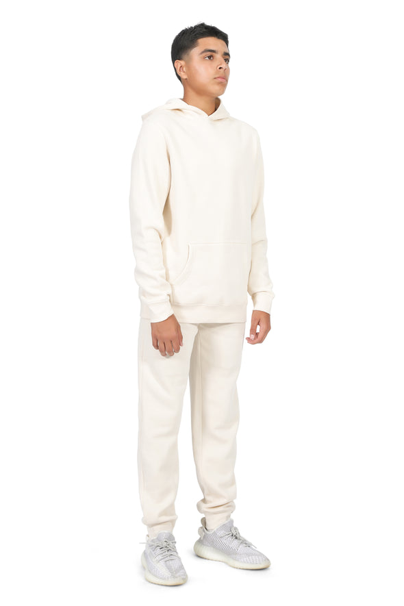 EVERYDAY KIDS All-Season Off-White Pullover Hoodie – Warm Fleece Sweatshirt with Hood – Ideal for School, Outdoor Play, or Travel – Boys Hoodie