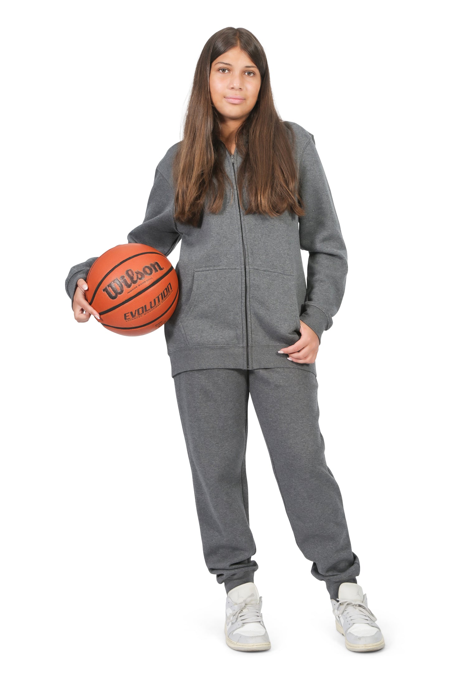 EVERYDAY KIDS Girls Charcoal Gray Zip-Up Hoodie – Soft Fleece Jacket with Hood – All-Season Kids Sweatshirt for School, Play, or Layering