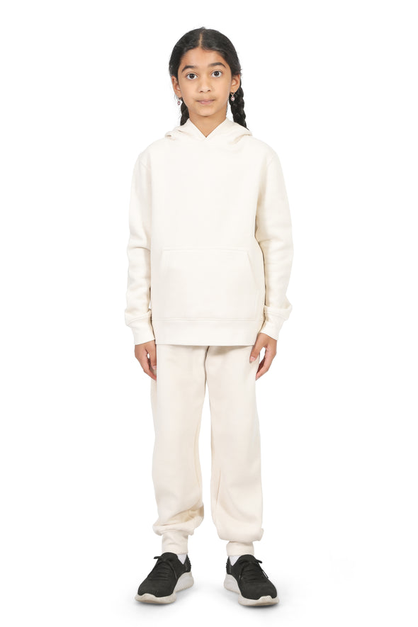 EVERYDAY KIDS All-Season Off-White Pullover Hoodie – Warm Fleece Sweatshirt with Hood – Ideal for School, Outdoor Play, or Travel – Girls Hoodie