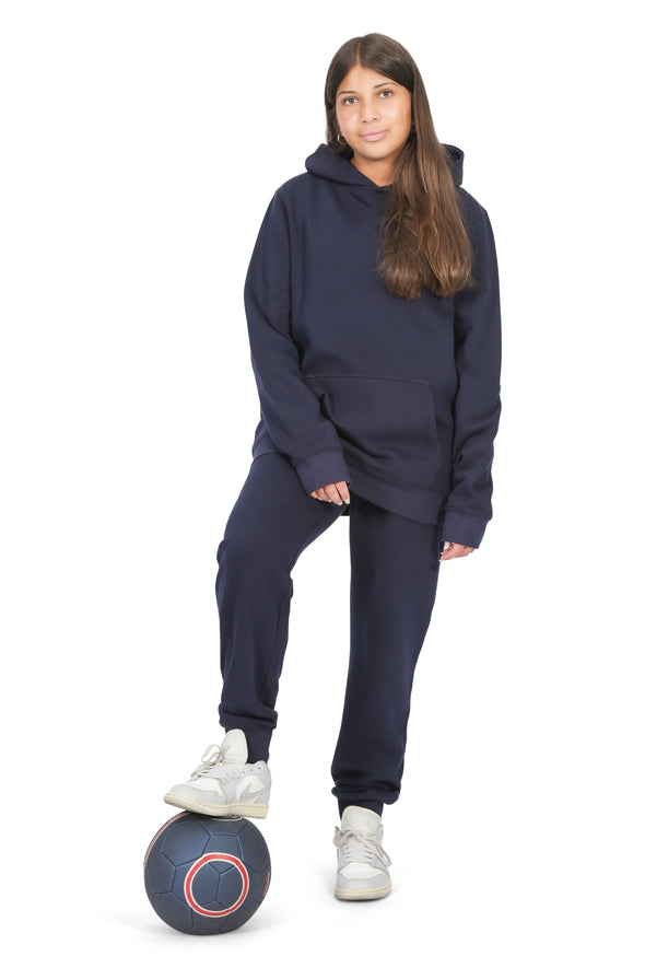 EVERYDAY KIDS All-Season Navy Pullover Hoodie – Warm Fleece Sweatshirt with Hood – Ideal for School, Outdoor Play, or Travel – Girls Hoodie