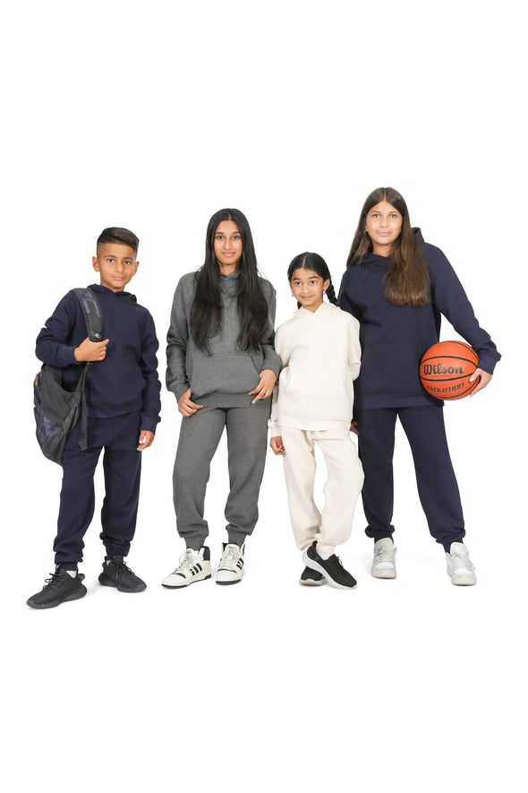 EVERYDAY KIDS All-Season Off-White Pullover Hoodie – Warm Fleece Sweatshirt with Hood – Ideal for School, Outdoor Play, or Travel – Girls Hoodie