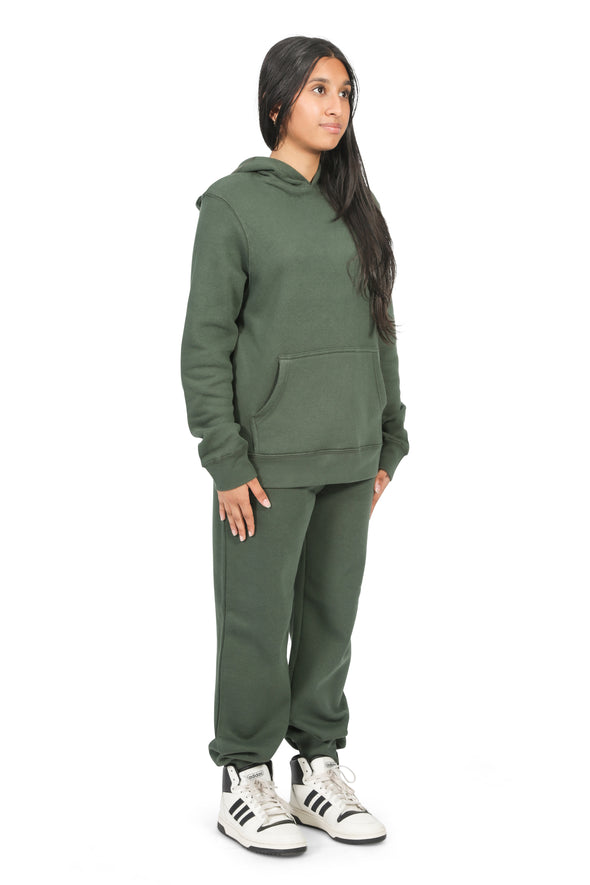 EVERYDAY KIDS All-Season Green Pullover Hoodie – Warm Fleece Sweatshirt with Hood – Ideal for School, Outdoor Play, or Travel – Girls Hoodie