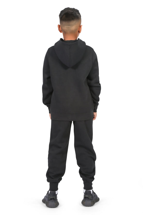 EVERYDAY KIDS Boys Black Zip-Up Hoodie  – Soft Fleece Jacket with Hood – All-Season Kids Sweatshirt for School, Play, or Layering