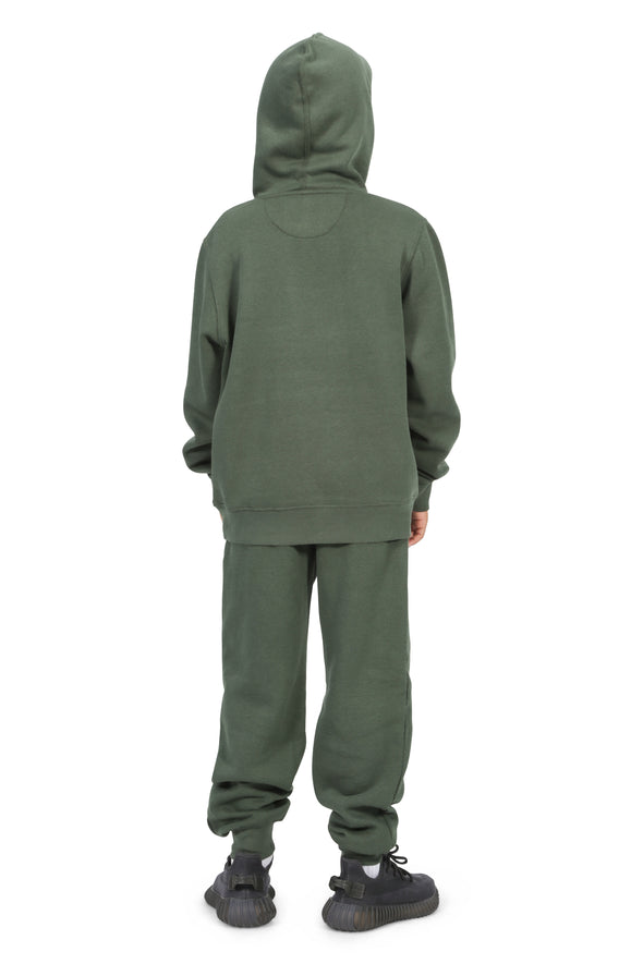 EVERYDAY KIDS All-Season Green Pullover Hoodie – Warm Fleece Sweatshirt with Hood – Ideal for School, Outdoor Play, or Travel – Boys Hoodie