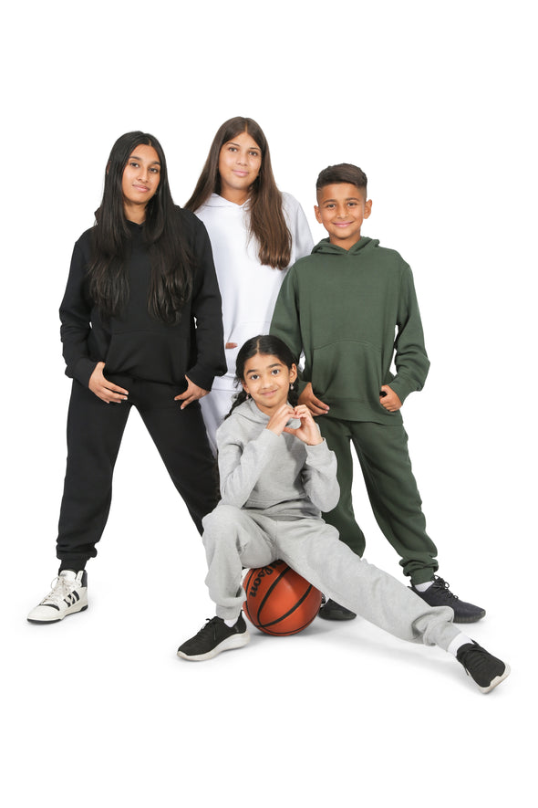Girls’ White Cotton Fleece Sweatpants
