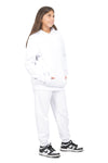 Girls’ White Cotton Fleece Sweatpants