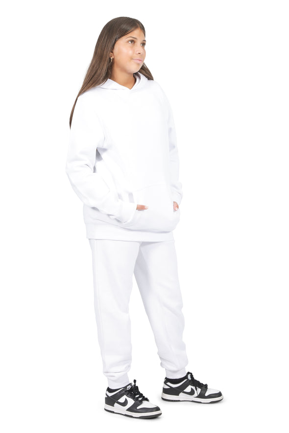 Girls’ White Cotton Fleece Sweatpants