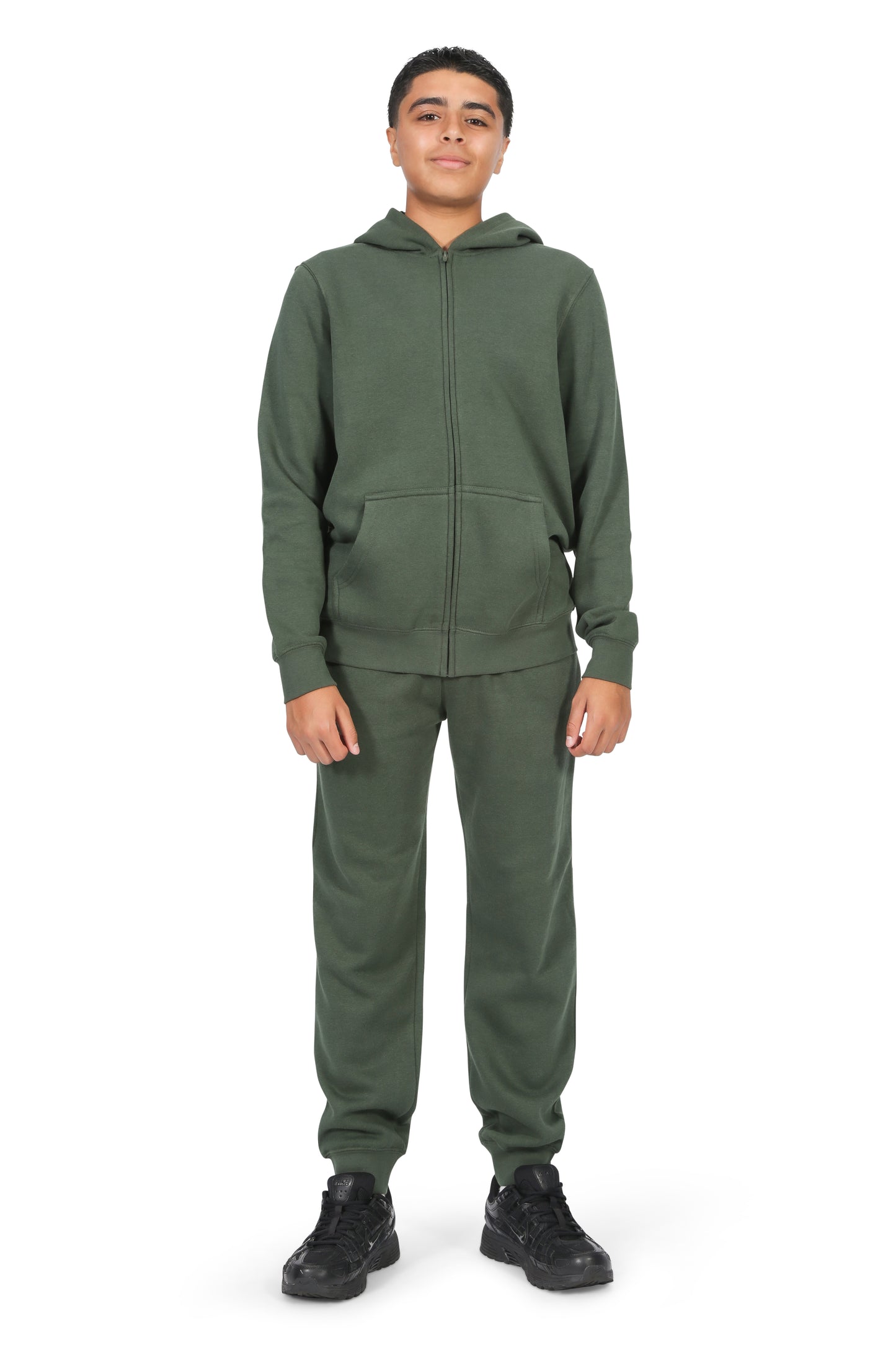 EVERYDAY KIDS Boys Green Zip-Up Hoodie – Soft Fleece Jacket with Hood – All-Season Kids Sweatshirt for School, Play, or Layering
