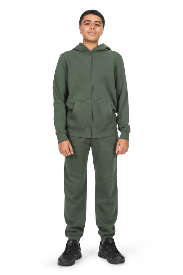 EVERYDAY KIDS Boys Green Zip-Up Hoodie – Soft Fleece Jacket with Hood – All-Season Kids Sweatshirt for School, Play, or Layering