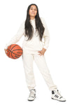 EVERYDAY KIDS All-Season Off-White Pullover Hoodie – Warm Fleece Sweatshirt with Hood – Ideal for School, Outdoor Play, or Travel – Girls Hoodie