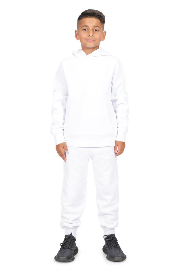 EVERYDAY KIDS All-Season White Pullover Hoodie – Warm Fleece Sweatshirt with Hood – Ideal for School, Outdoor Play, or Travel – Boys Hoodie