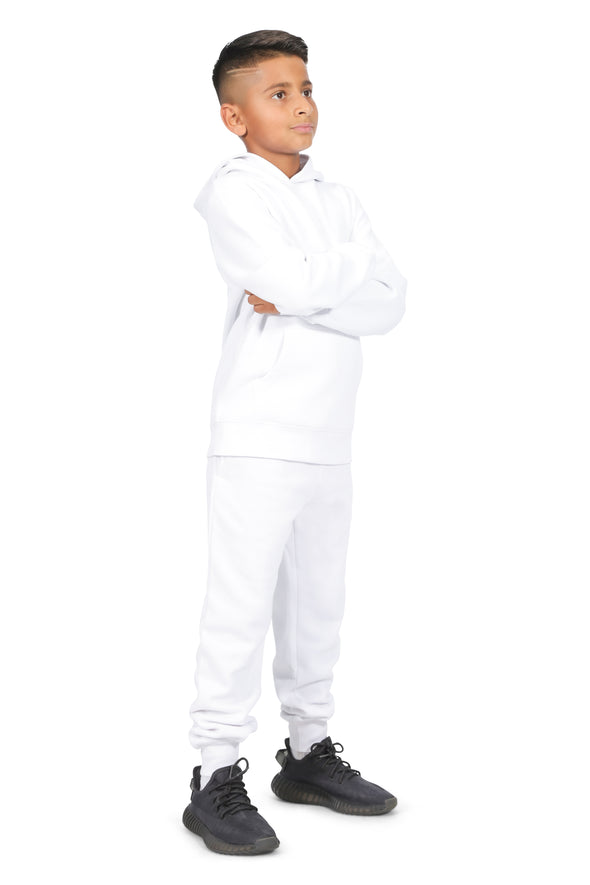 EVERYDAY KIDS All-Season White Pullover Hoodie – Warm Fleece Sweatshirt with Hood – Ideal for School, Outdoor Play, or Travel – Boys Hoodie