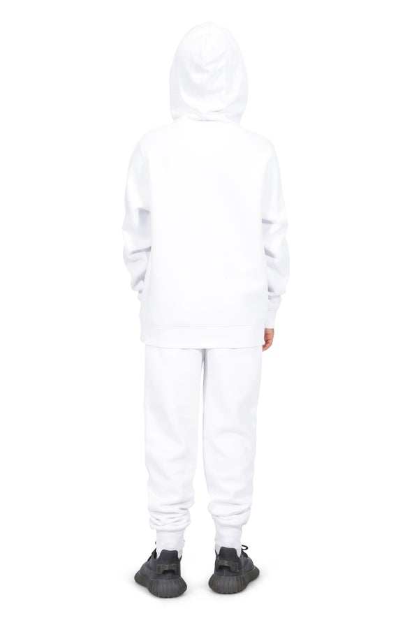 EVERYDAY KIDS All-Season White Pullover Hoodie – Warm Fleece Sweatshirt with Hood – Ideal for School, Outdoor Play, or Travel – Boys Hoodie
