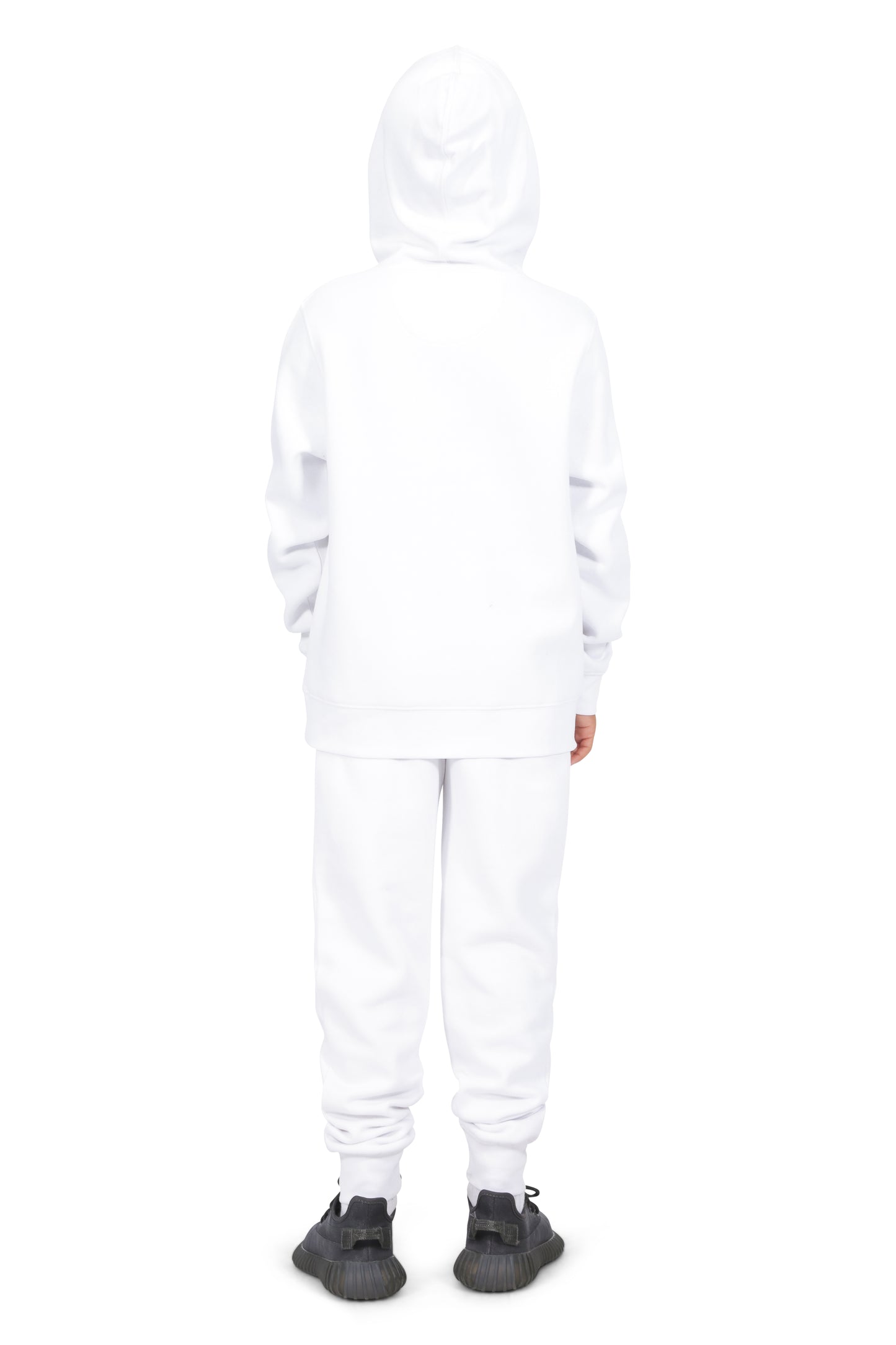 Boys White Cotton Fleece Sweatpant Joggers with Pockets