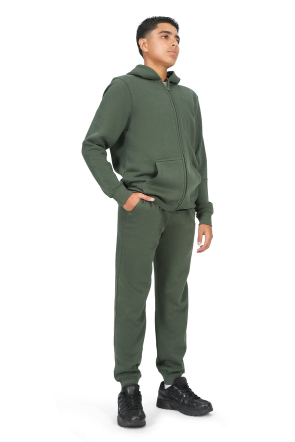 EVERYDAY KIDS Boys Green Zip-Up Hoodie – Soft Fleece Jacket with Hood – All-Season Kids Sweatshirt for School, Play, or Layering