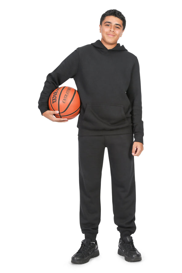EVERYDAY KIDS All-Season Black Pullover Hoodie – Warm Fleece Sweatshirt with Hood – Ideal for School, Outdoor Play, or Travel – Boys Hoodie