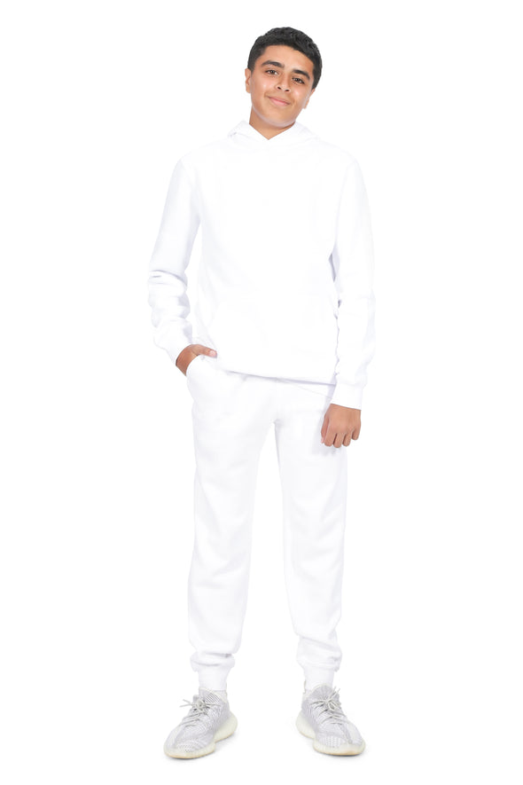 EVERYDAY KIDS All-Season White Pullover Hoodie – Warm Fleece Sweatshirt with Hood – Ideal for School, Outdoor Play, or Travel – Boys Hoodie