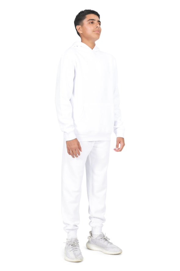 EVERYDAY KIDS All-Season White Pullover Hoodie – Warm Fleece Sweatshirt with Hood – Ideal for School, Outdoor Play, or Travel – Boys Hoodie