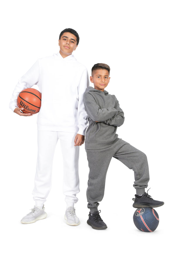 EVERYDAY KIDS All-Season White Pullover Hoodie – Warm Fleece Sweatshirt with Hood – Ideal for School, Outdoor Play, or Travel – Boys Hoodie
