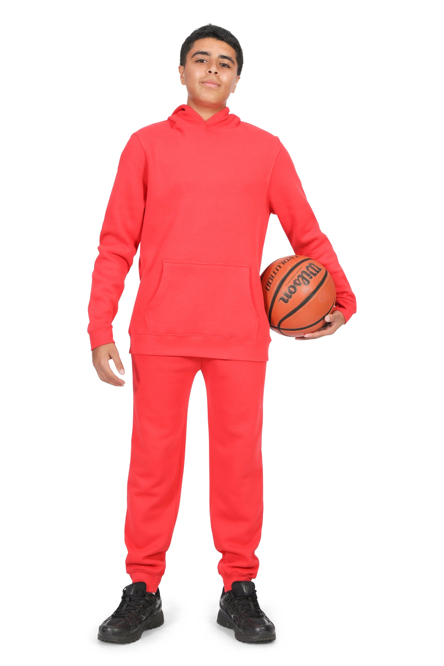 EVERYDAY KIDS All-Season Red Pullover Hoodie – Warm Fleece Sweatshirt with Hood – Ideal for School, Outdoor Play, or Travel – Boys Hoodie