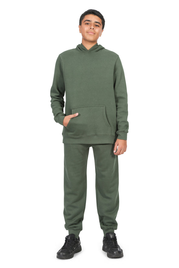 EVERYDAY KIDS All-Season Green Pullover Hoodie – Warm Fleece Sweatshirt with Hood – Ideal for School, Outdoor Play, or Travel – Boys Hoodie