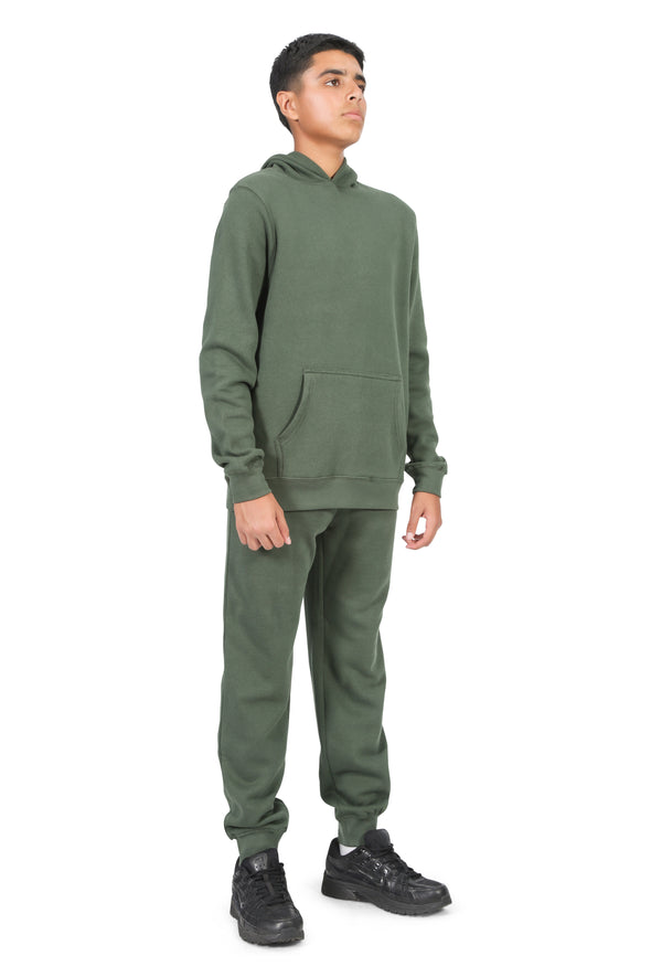 EVERYDAY KIDS All-Season Green Pullover Hoodie – Warm Fleece Sweatshirt with Hood – Ideal for School, Outdoor Play, or Travel – Boys Hoodie