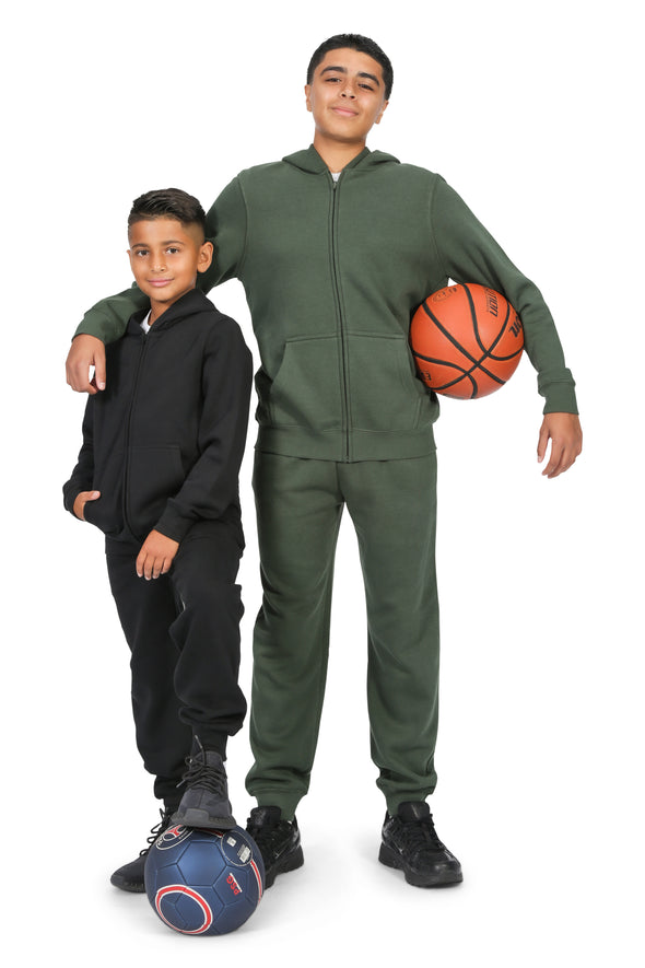 EVERYDAY KIDS Boys Black Zip-Up Hoodie  – Soft Fleece Jacket with Hood – All-Season Kids Sweatshirt for School, Play, or Layering