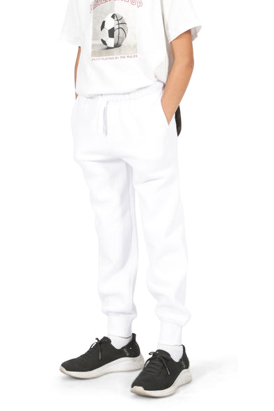 Girls’ White Cotton Fleece Sweatpants