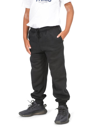 Boys Black Cotton Fleece Sweatpants Joggers with Pockets