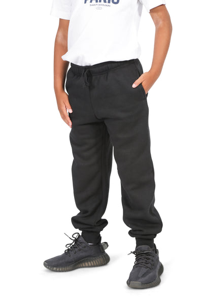 Boys Black Cotton Fleece Sweatpants Joggers with Pockets
