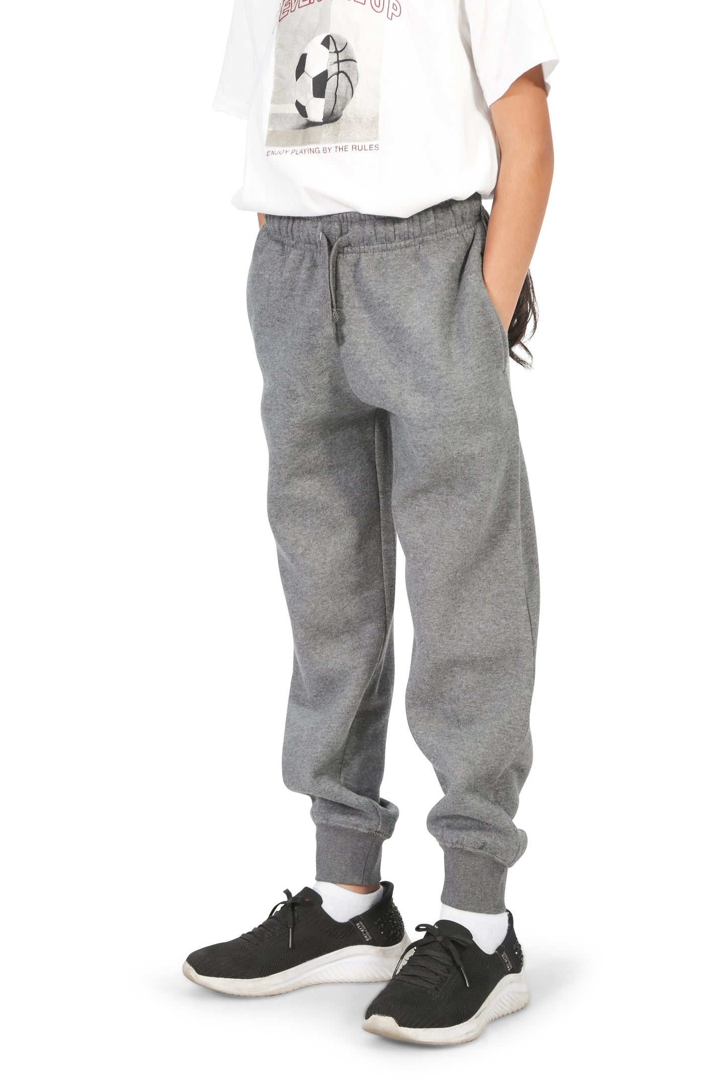 Girls’ Charcoal Gray Cotton Fleece Sweatpants