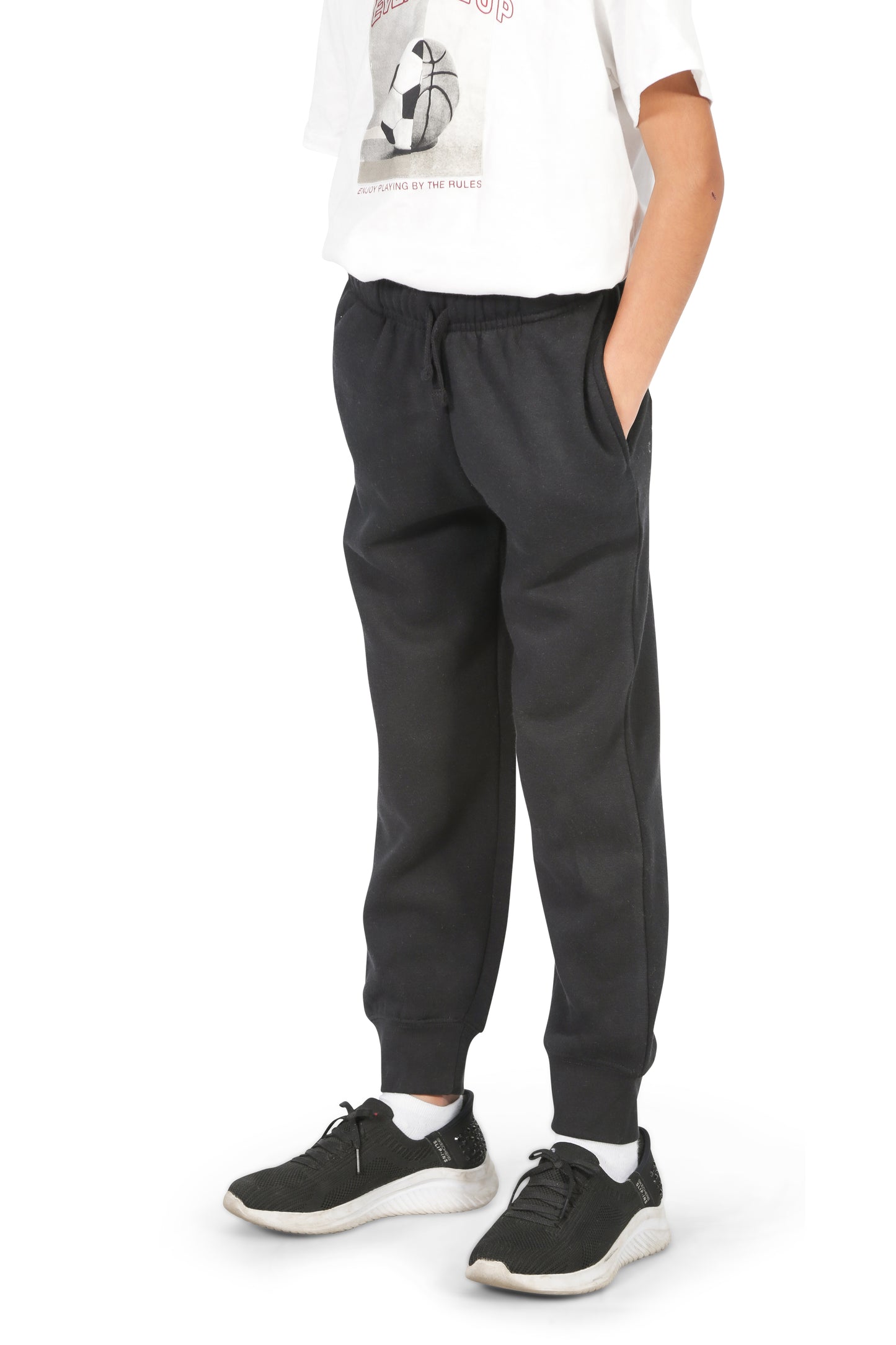 Girls’ Black Cotton Fleece Sweatpants