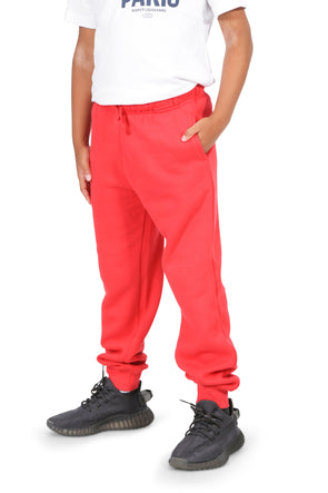 Boys Red Cotton Fleece Sweatpants Joggers with Pockets