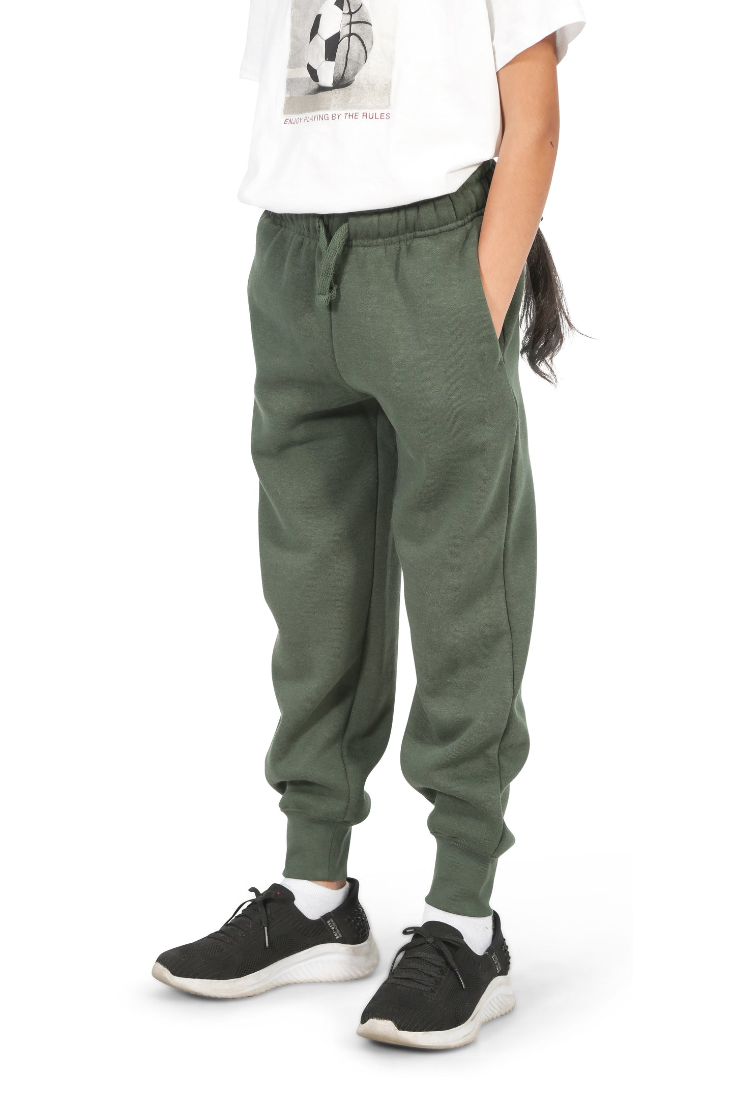 Girls’ Green Cotton Fleece Sweatpants