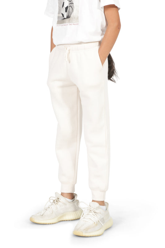 Girls’ Off-White Cotton Fleece Sweatpants
