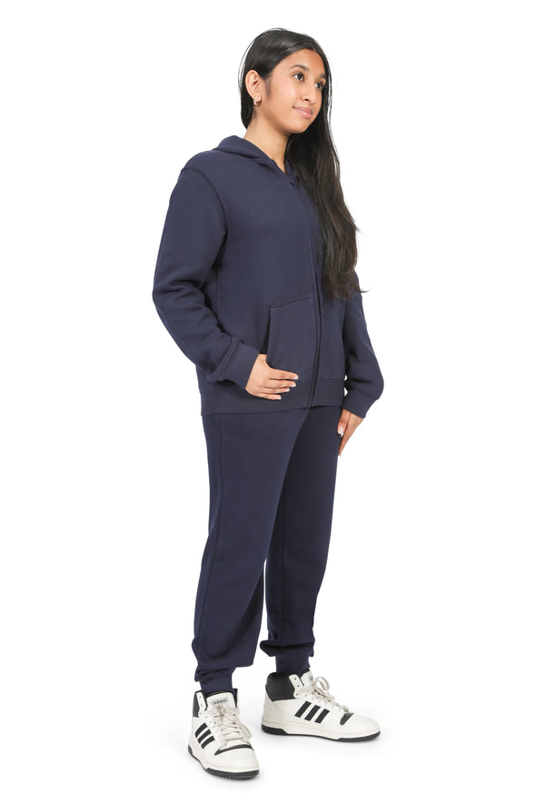 EVERYDAY KIDS Girls Navy Zip-Up Hoodie – Soft Fleece Jacket with Hood – All-Season Kids Sweatshirt for School, Play, or Layering