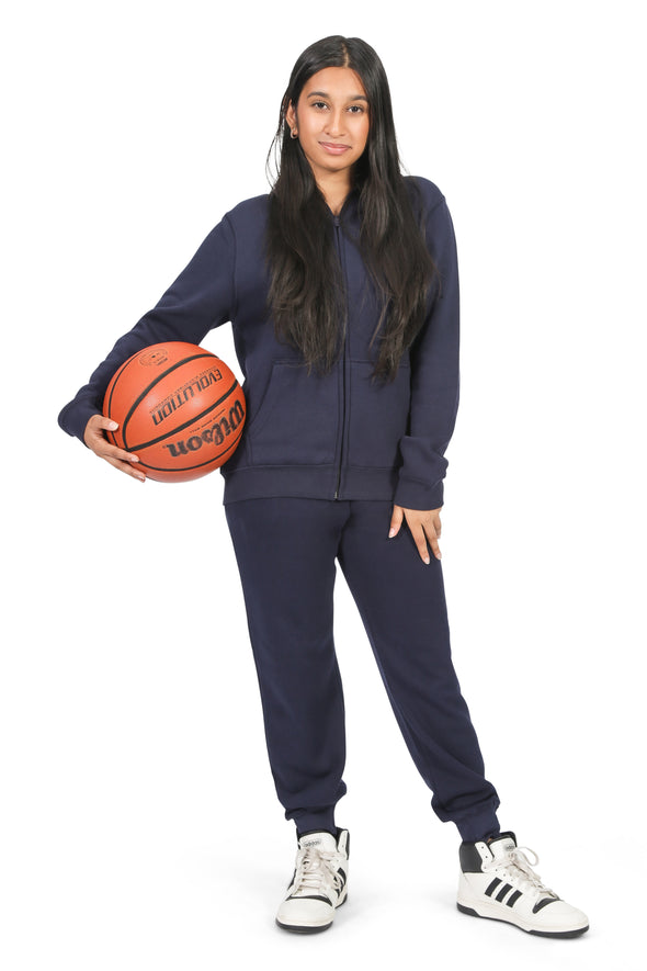 EVERYDAY KIDS Girls Navy Zip-Up Hoodie – Soft Fleece Jacket with Hood – All-Season Kids Sweatshirt for School, Play, or Layering